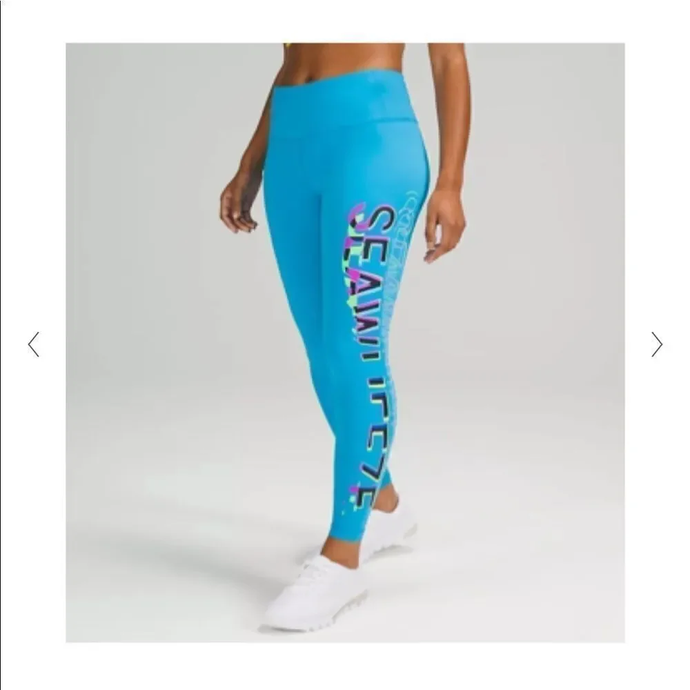 NWT New LULULEMON Speed Wunder Under Tight Seawheeze Turquoise Blue Logo 6